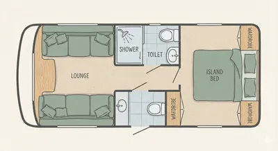 Elddis Crusader Shamal floor plan - day mode