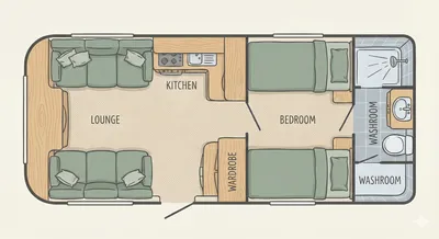 Twin Single Beds (End Washroom) floorplan