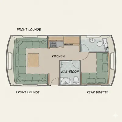 Elddis Avante 840 floor plan - day mode