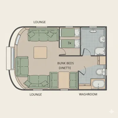 Bailey Pegasus floor plan - day mode