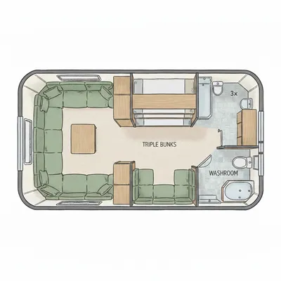 Triple Bunks (Side) floorplan