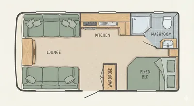 Knaus Sport floor plan - day mode