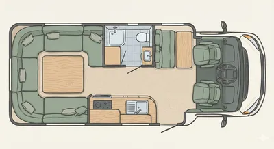 Auto-Trail Apache 634 floor plan - day mode