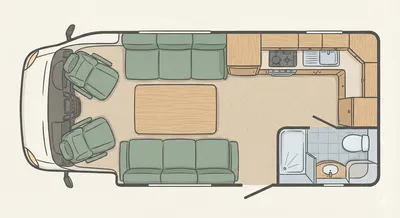 Auto-Trail Cheyenne 634 floor plan - day mode