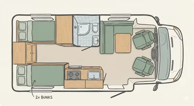 Benimar Primero P286 floor plan - day mode