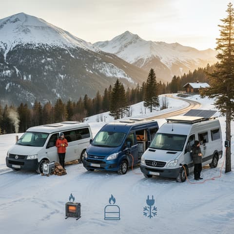 Campervan heating choices diesel gas and electric