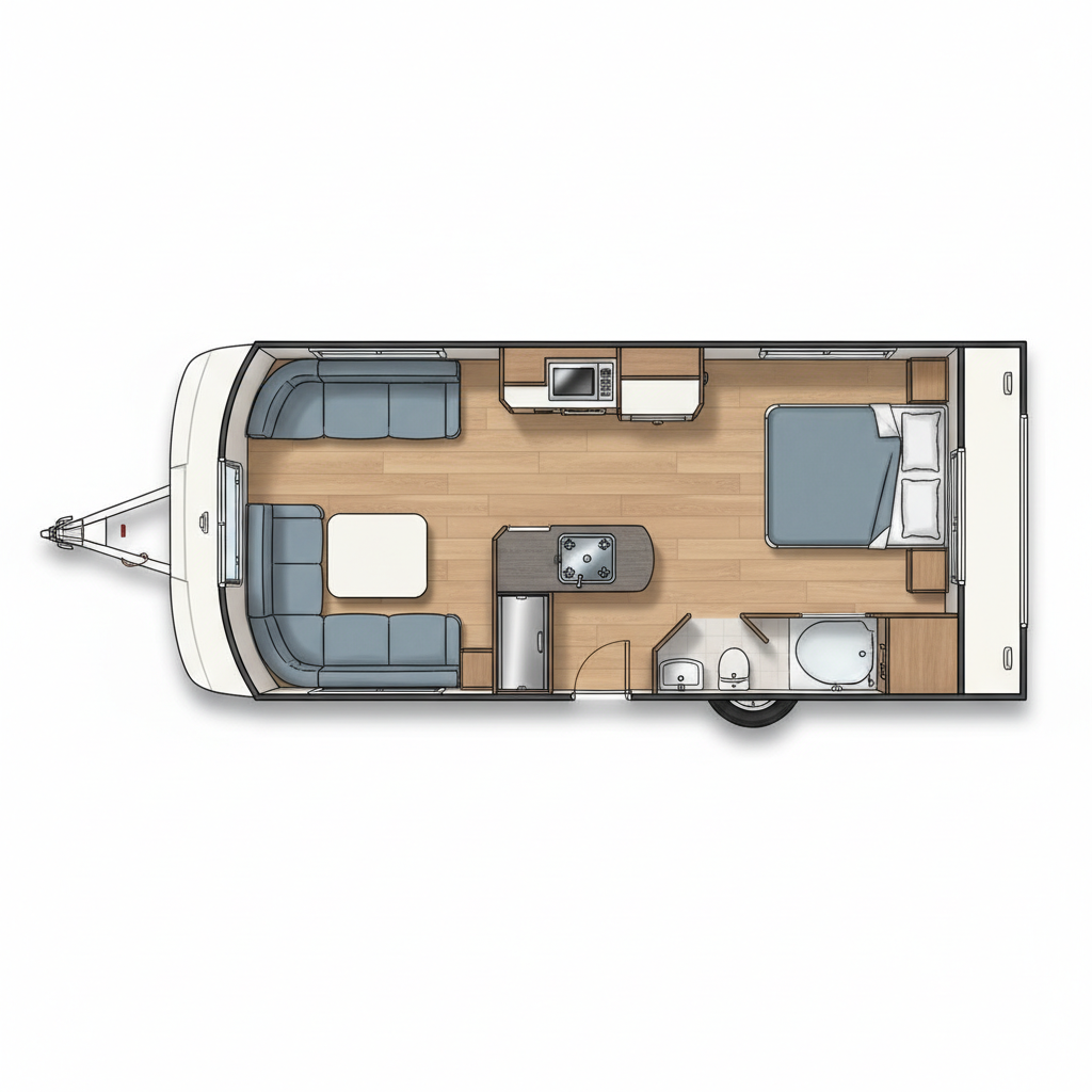 French Bed and Side Bunks representative family floorplan