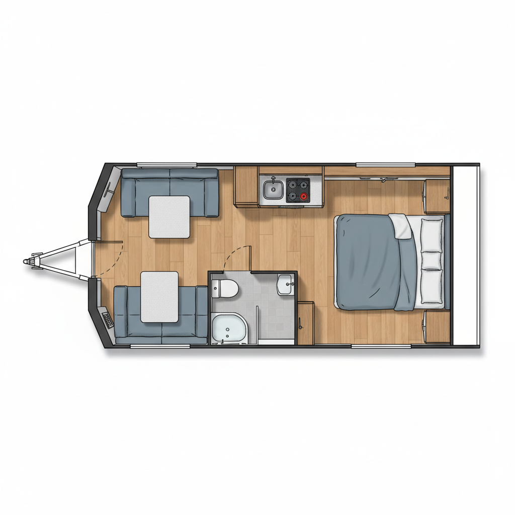 Transverse Island Bed representative family floorplan