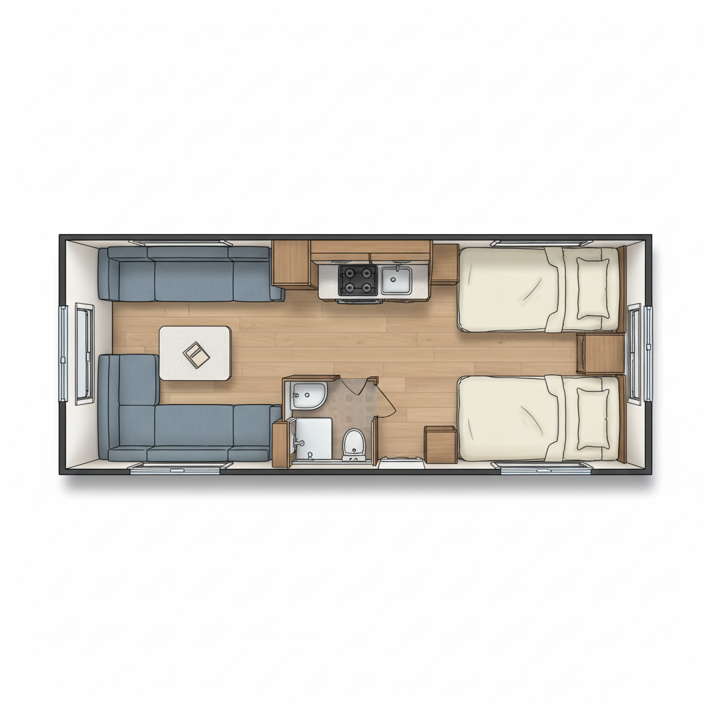 Twin Fixed Single Beds representative family floorplan