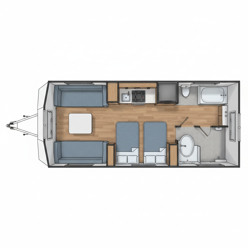 Twin Single Beds (End Washroom) representative family floorplan