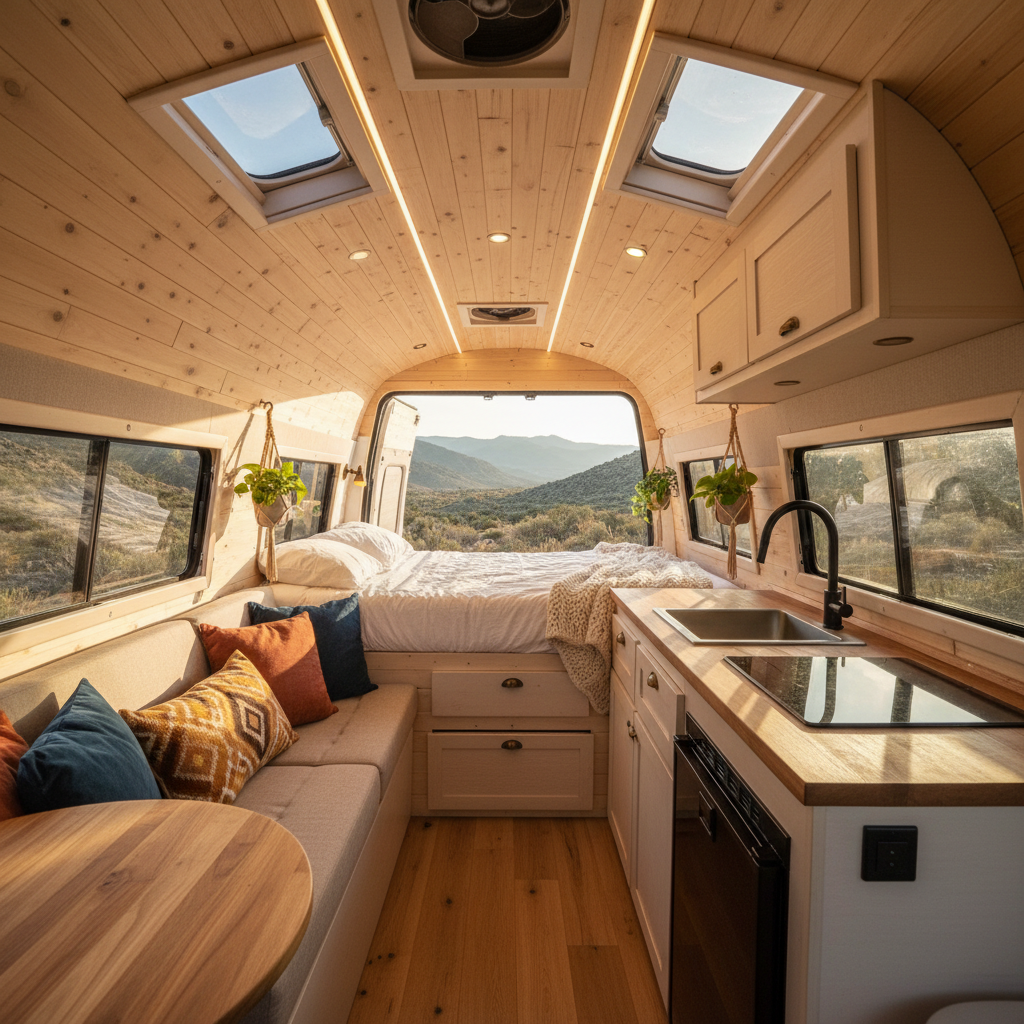 High-Top layout in a campervan